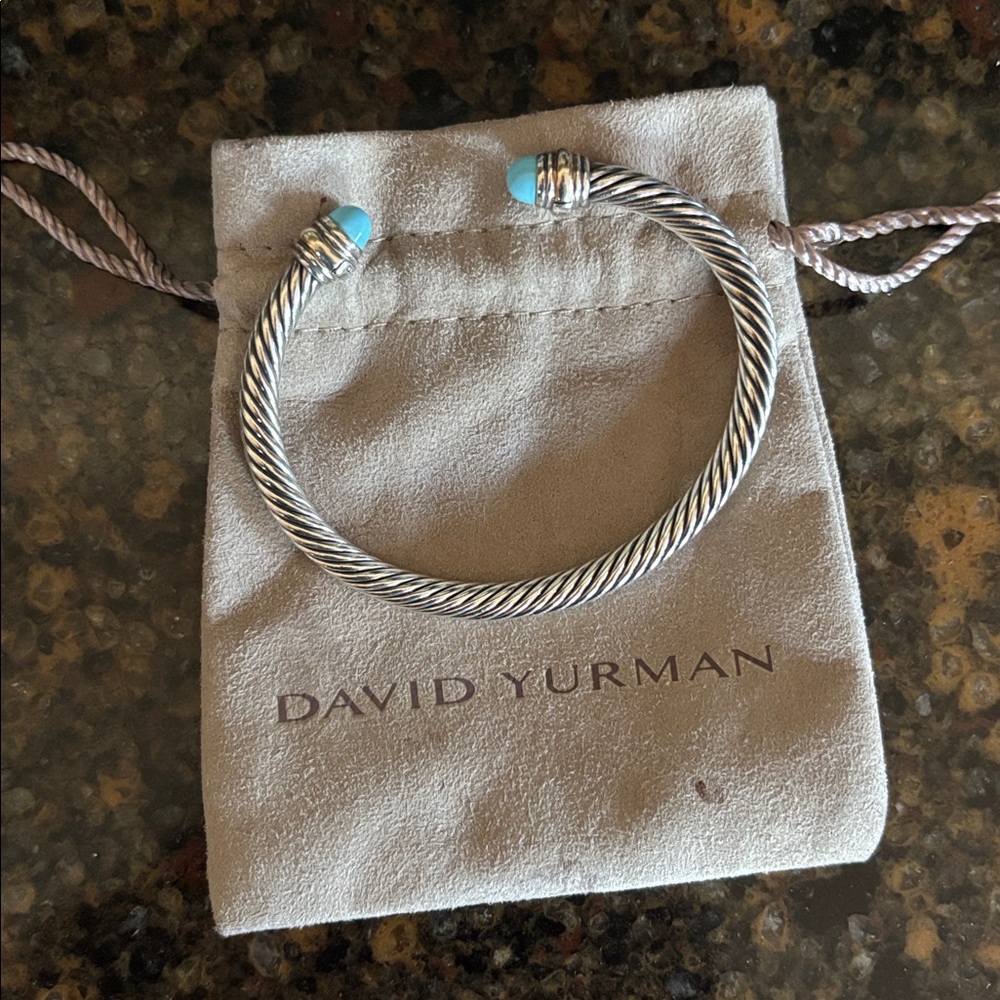David Yurman Silver Bracelet with Blue Accents